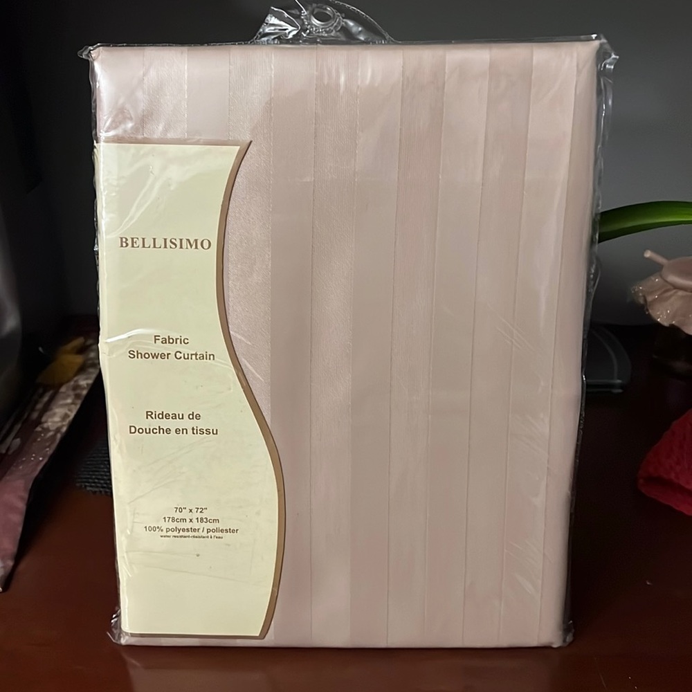 NWT~Bellisimo~Fabric Shower Curtain~Beige